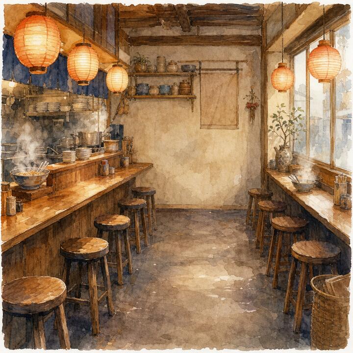 The noodle bar, empty